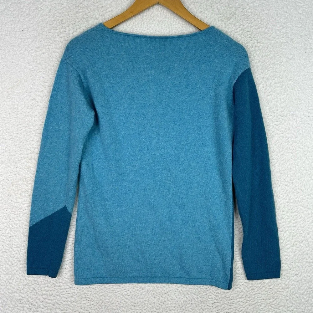 Lauren Hansen 100%‎ Cashmere Colorblock Sweater Women's Blue Pullover Luxury